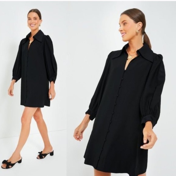 Pomander PlaceNEW Black Luna Oversized Collar Mini Dress